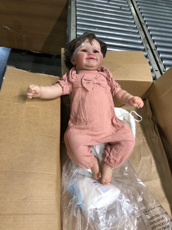 Photo 4 of TERABITHIA 24 Inch 3-6 Month Real Baby Size Hand Rooted Hair Sweet Smiling Realistic Newborn Baby Dolls Bed Time Playmates Lifelike Reborn Toddler Girl Doll That Look Real and Feel Real Pink