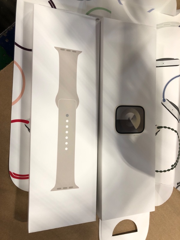 Photo 1 of Apple Watch Series 9 [GPS 41mm] Smartwatch with Starlight Aluminum Case with Starlight Sport Band S/M. Fitness Tracker, Blood Oxygen & ECG Apps, Always-On Retina Display Starlight Aluminum Case with Starlight Sport Band 41mm S/M - fits 130–180mm wrists Wi