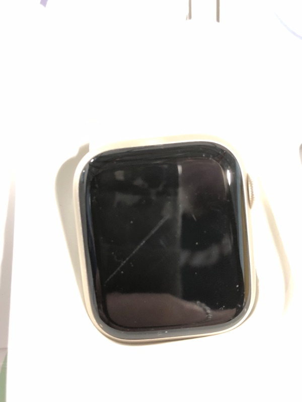 Photo 1 of Apple Watch Series 9 [GPS 41mm] Smartwatch with Starlight Aluminum Case with Starlight Sport Band S/M. Fitness Tracker, Blood Oxygen & ECG Apps, Always-On Retina Display Starlight Aluminum Case with Starlight Sport Band 41mm S/M - fits 130–180mm wrists Wi