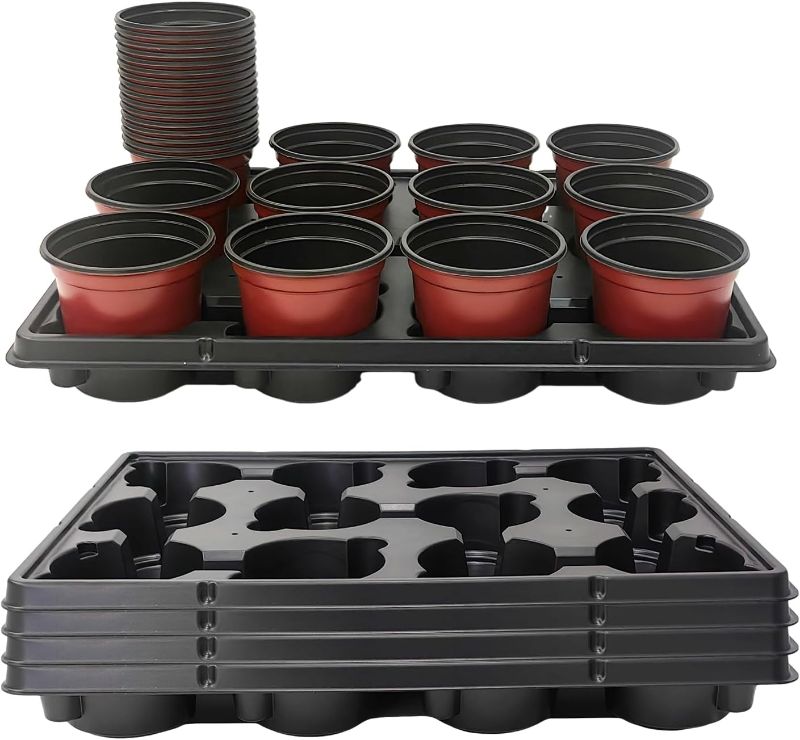 Photo 1 of 
4 inch Round Nursery Pots 60pcs, 12 Cell Nursery Pots Trays 5 Pcs, Sturdy Seeds Starting Germination Shuttle Carrying Trays, Small Planter Nursery Propagation 5 Sets