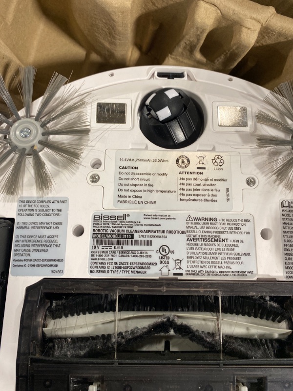 Photo 5 of **FOR PARTS****NO CLEANER** Bissell SpinWave Pet Robot, 2-in-1 Wet Mop and Dry Robot Vacuum, WiFi Connected with Structured Navigation, 3347 ***USED****FOR PARTS ONLY***AS IS NO RETURNS ALL SALES ARE FINAL*** 