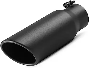 Photo 1 of A-KARCK Exhaust Tip 3 Inch Inlet, 3" Inlet 4" Outlet 12" Long Black Coated Finish Muffler Tip For Truck Tailpipe, Stainless Steel Rolled Edge