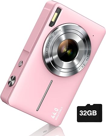 Photo 1 of Digital Camera, FHD 1080P Camera, Digital Point and Shoot Camera with 16X Zoom Anti Shake, Compact Small Camera for Boys Girls Kids Pink