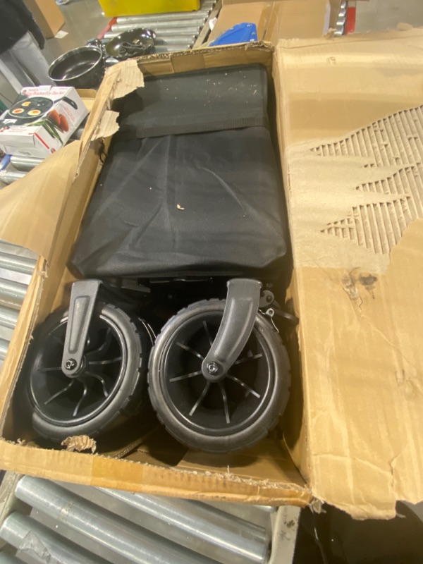Photo 1 of Collapsible Folding Wagon, Outdoor Utility Wagon, Wagon Cart Heavy Duty Foldable with 360° Rotation Wheels, Utility Grocery Wagon for Camping Shopping Sports(Black)
