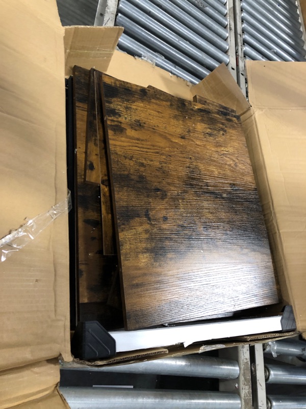 Photo 1 of Dog Crate Furniture, Wooden Dog House, Decorative Dog Kennel with Drawer, Indoor Pet Crate End Table for Small Dog, Steel-Tube Dog Cage, Chew-Proof, Rustic Brown and Black BF01GW03