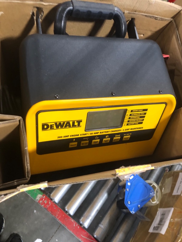 Photo 3 of DEWALT DXAEC200 DXAE200 Professional 40-Amp Rolling Battery Charger and 3-Amp Maintainer with 200-Amp Engine Start, Yellow