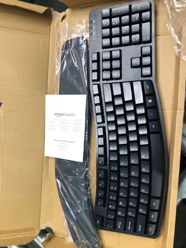 Photo 3 of Amazon Basics Ergonomic Wireless Keyboard Mouse Combo - QWERTY - Black