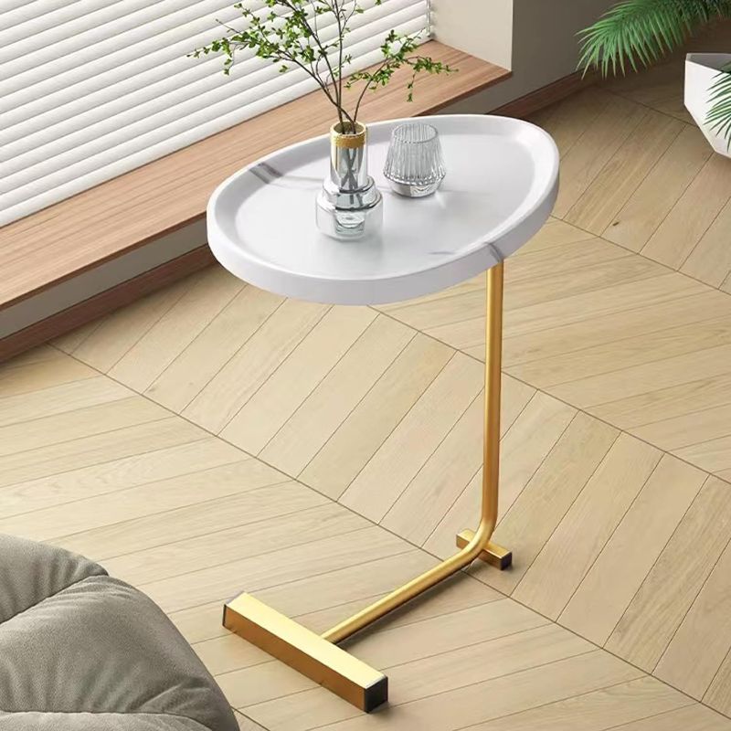 Photo 1 of C-Shaped Side Table Small End Table for Small Spaces and Living Room Modern C Nightstand Suit for Sofa Couch and Bed, White top with Golden Metal Frame 17.72"X11.8"X23.62"