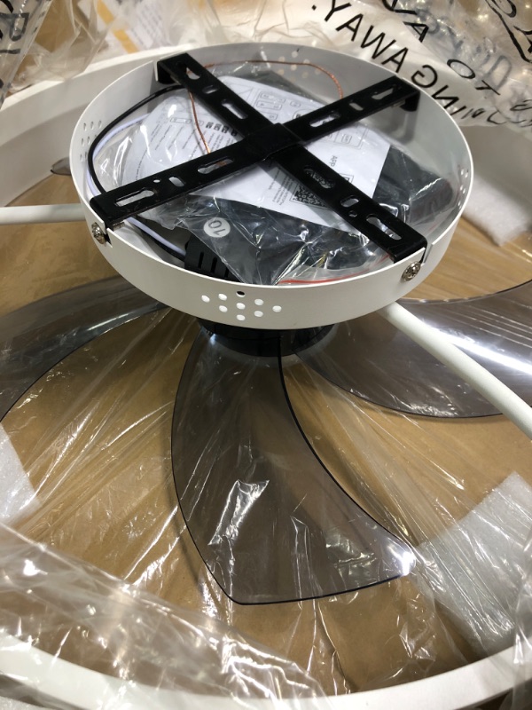 Photo 4 of 19.7" Ceiling Fans With Lights, Semi-enclosed Flush Mount Low Profile Ceiling Fan for Safe Use, 6 Speeds, Reversible, LED Dimmable, 3 Color Temperature Optional, DC Motor,With Remote Minimalist, White White Single layer-Minimalist