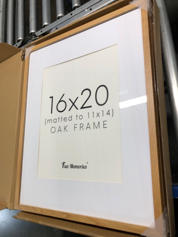 Photo 1 of 16x20 Picture Frame for Wall, Solid Oak Wood 16x20 Frame Matted to 11x14, 16"x20" Poster Frames with Real Glass, Natural Wood 20 x 16 Frames Art Frames for Wall Decor, 3 Pack