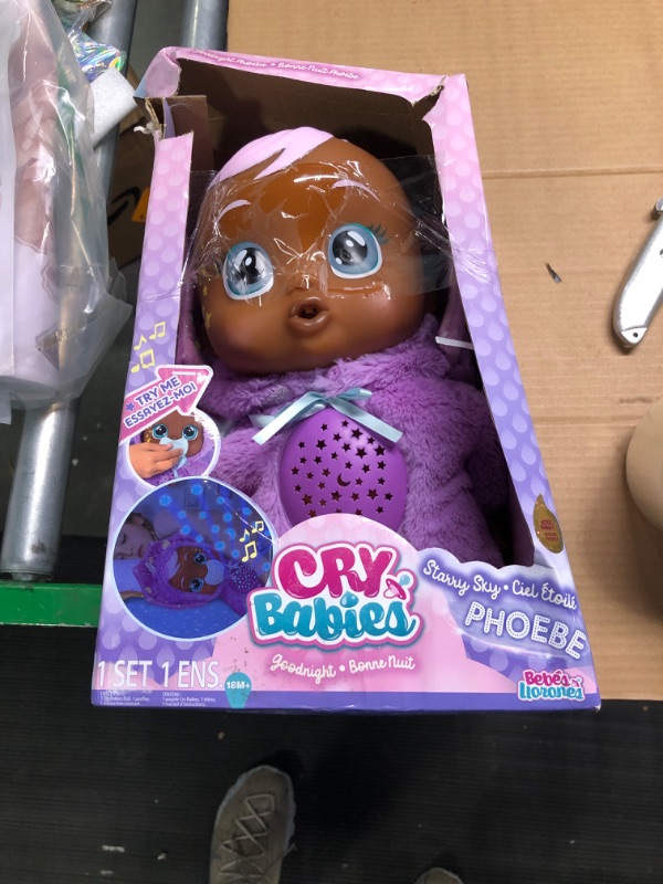 Photo 1 of Cry Babies Goodnight Starry Sky Phoebe - 12" Sleepytime Baby Doll | Plays 5 Lullabies and Night Light Starry Sky Projection