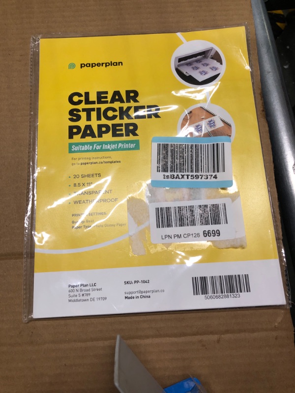 Photo 2 of 90% Clear Sticker Paper for Inkjet Printer (20 Sheets) - Transparent Glossy 8.5 x 11 - Printable Vinyl - Clear Sticker Paper - Clear Vinyl Sticker Paper - Clear Sticker Printer Paper Clear Inkjet