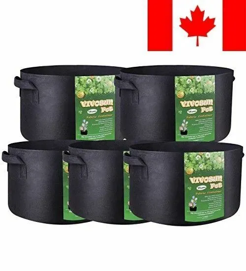 Photo 1 of 20 Gal. Heavy-Duty Nonwoven Fabric Plant Grow Bags with Handles (5-Pack)
