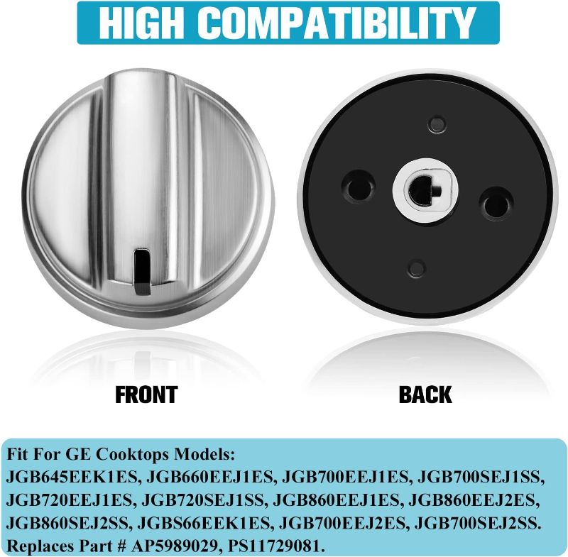 Photo 1 of WB03X24818 Stove Knobs Replacements Stainless Steel Colored Compatible with GE Gas Range Oven Stove Knobs Replace 4363588 AP5989029...