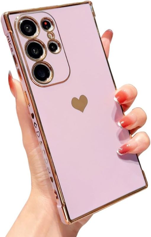 Photo 1 of 
Roll over image to zoom in
Love Heart Solid Color Plating TPU Case Compatible with Samsung Galaxy Case (Galaxy