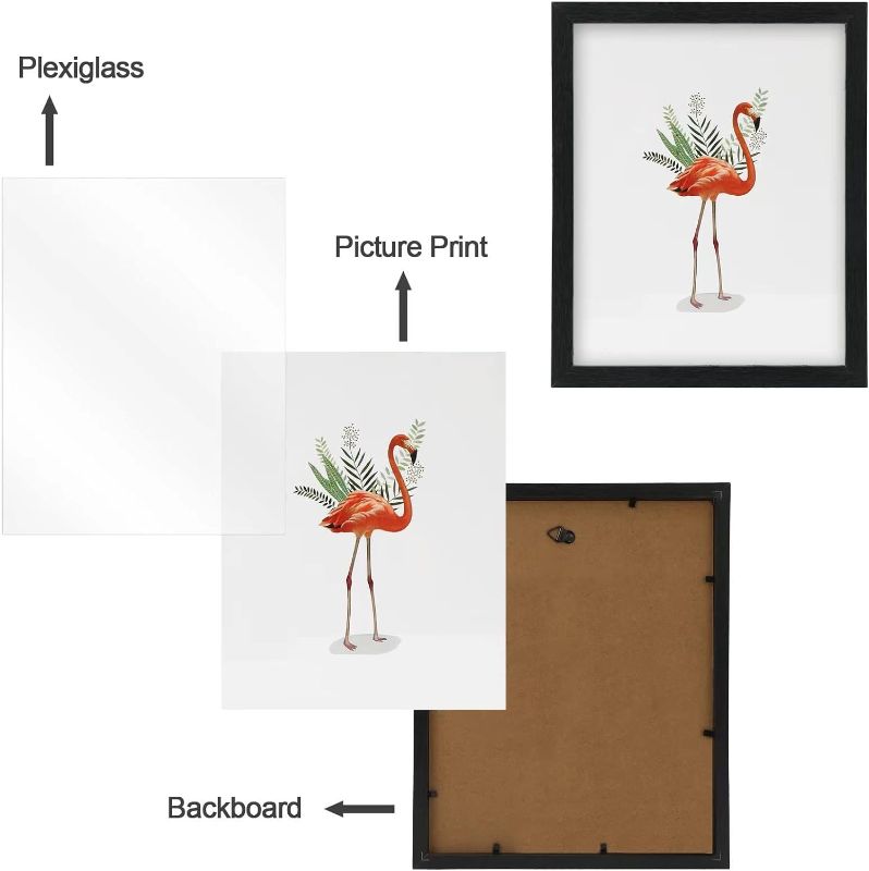 Photo 1 of 12x14 Picture Frame in Black - Horizontal and Vertical Formats for Wall - Composite Wood with Shatter Resistant Plexiglass