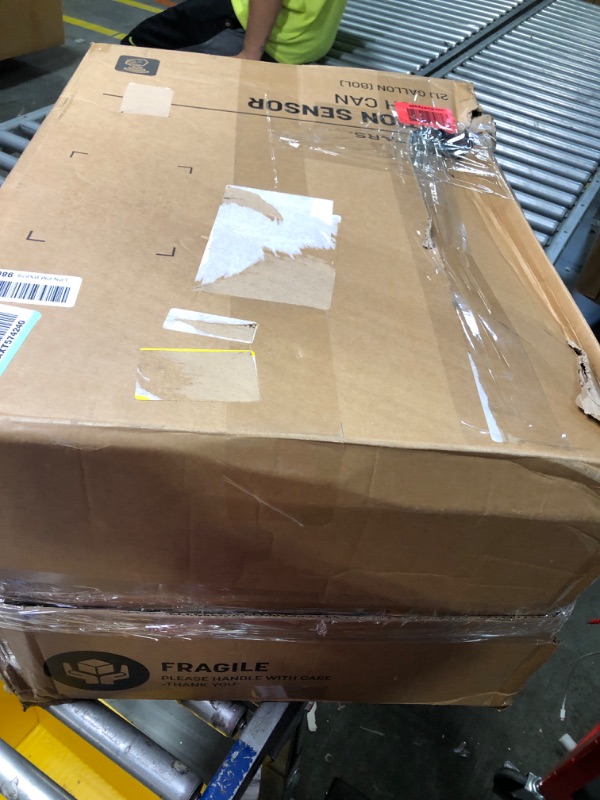 Photo 1 of ***NOT FUNCTIONAL***SELLING AS PARTS****
 DZT-80-35 Automatic Touchless Infrared Motion Sensor Trash Can, 21 Gal 80L, Heavy Duty Stainless Steel Base (Oval, Silver/Brush Lid) Trashcan, SS