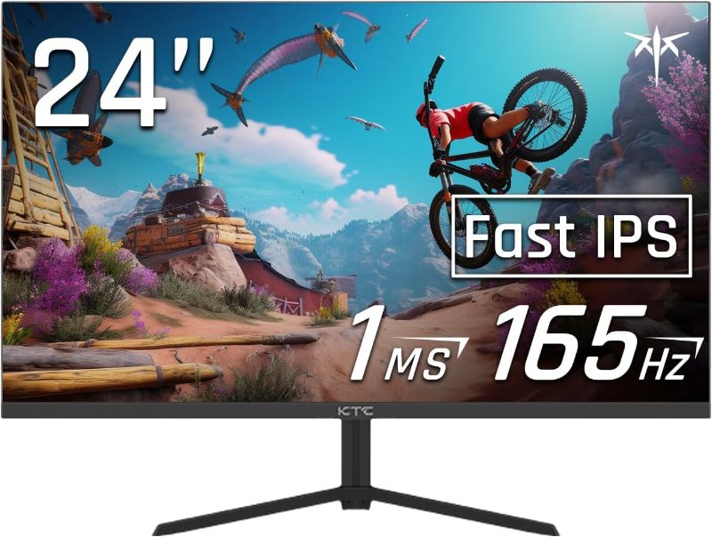 Photo 1 of 24 inch Monitor FHD 1080P IPS Gaming Monitor with 165Hz, HDMI VGA Ports VESA Compatible, Tilt Adjustable, Borderless Design, Multi-Screen Capability, AMD FreeSync, Build-in Speakers