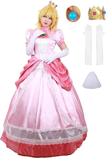 Photo 1 of miccostumes Women's Costume Princess Cosplay Dress Deluxe Full Set with Crown Petticoat Earrings and Gloves LARGE