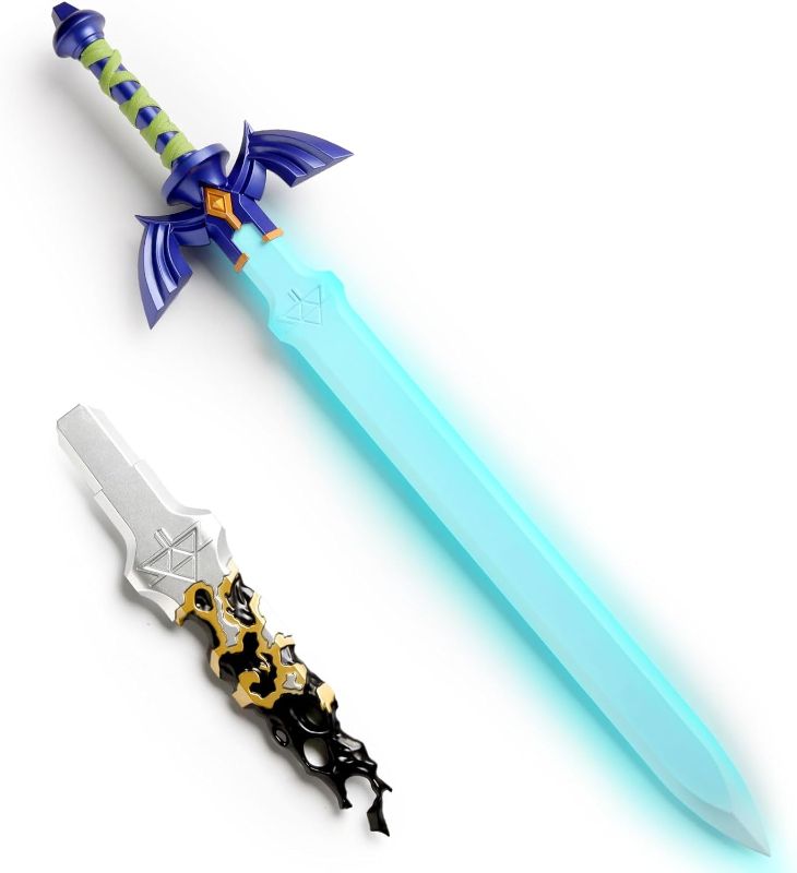 Photo 1 of Glowing Master Sword, Plastic Zelda Sword with Lights, 40'' Plastic Master Sword, with 24'' Metal Decayed Master Sword(Assembly Required)