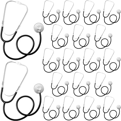 Photo 1 of Hanaive 30 Pack Kids Stethoscope Toy Disposable Stethoscope Bulk Real Working Nursing Doctor Stethoscope Nurse Pretend Game Costume Accessories for Kids (Black)