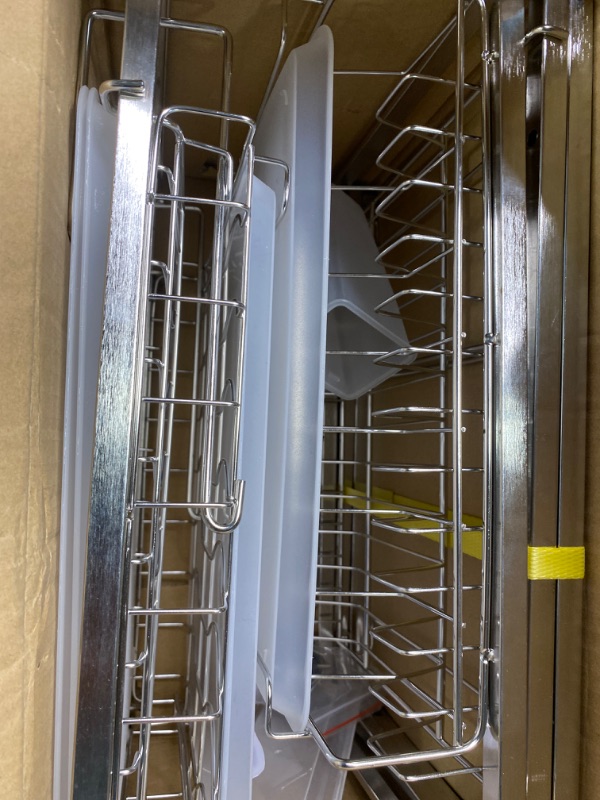 Photo 1 of iSPECLE Dish Drying Rack, Expandable 2 Tier Extra Large Dish Rack for Pot and Pan Stainless Steel Pan Rack with Pot Holder Drain Board Utensil Holder for Kitchen Countertop, Silver Adjustable Silver