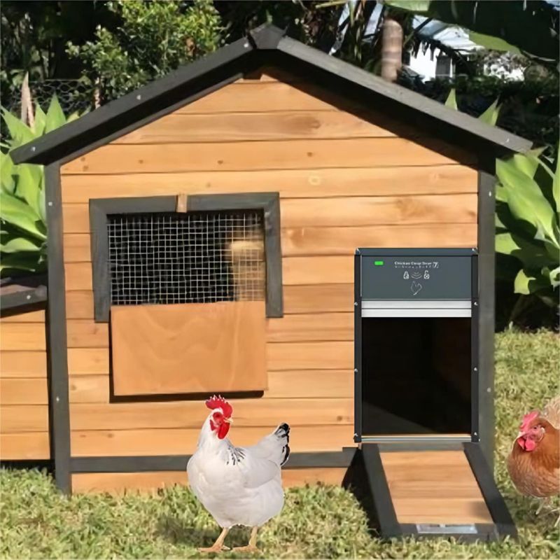 Photo 1 of Automatic Chicken Coop Door with Timer, Light Sensor, Solar Powered Coop Door Opener, Full Aluminum Solar Chicken Coops Automatic Door Closer Roller Shutter Predator Resistant Auto