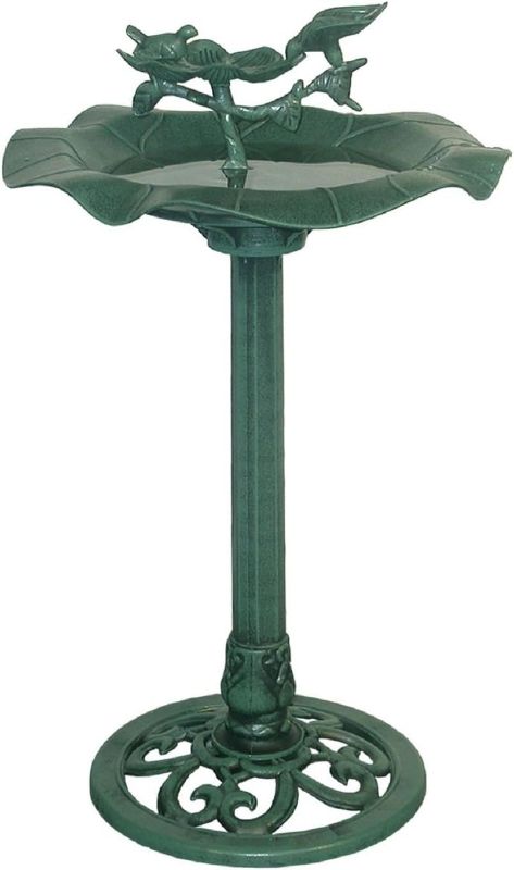 Photo 1 of 
Alpine Corporation TEC108 Birdbath Yard Statue, 20"L x 20"W x 33"H, Green