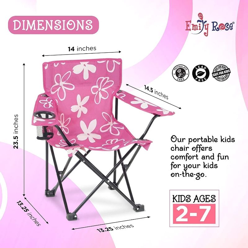Photo 1 of Safety Lock- Camping Chair for Girls Toddler with Cup Holder & Carry Case- Tailgate, Travel,..