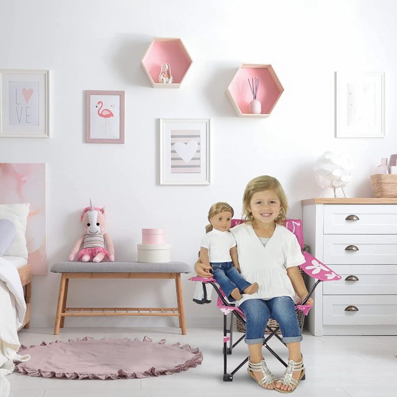 Photo 1 of Safety Lock- Camping Chair for Girls Toddler with Cup Holder & Carry Case- Tailgate, Travel,..