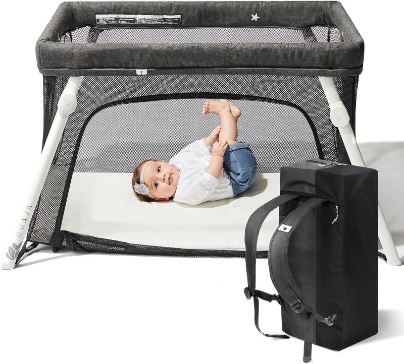 Photo 1 of Guava Lotus Travel Crib with Lightweight Backpack Design | Certified Baby Safe Portable Crib | Folding Play Yard with Comfy Mattress for Babies & Toddlers | Compact Baby Travel Bed