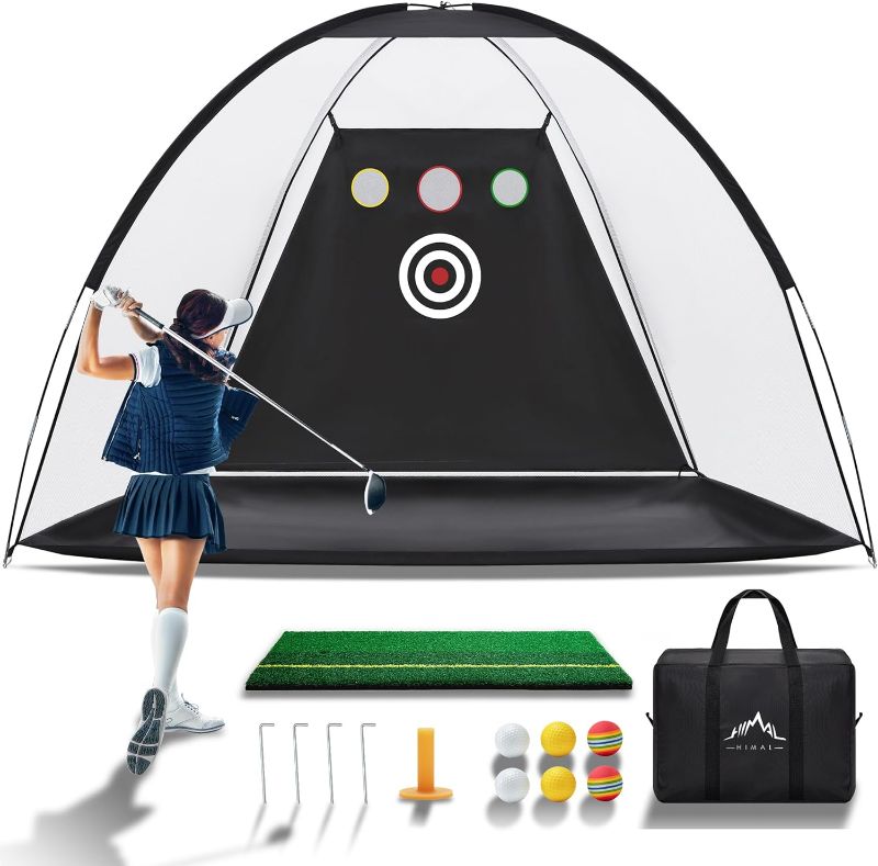 Photo 1 of Himal Outdoors Golf Practice Net, Golf Net Backyard Driving, Golf Driving Range, Golf Swing Net, Heavy Duty Golf Practice Hitting Net, Quick Setup Golf Net with Carry Bag