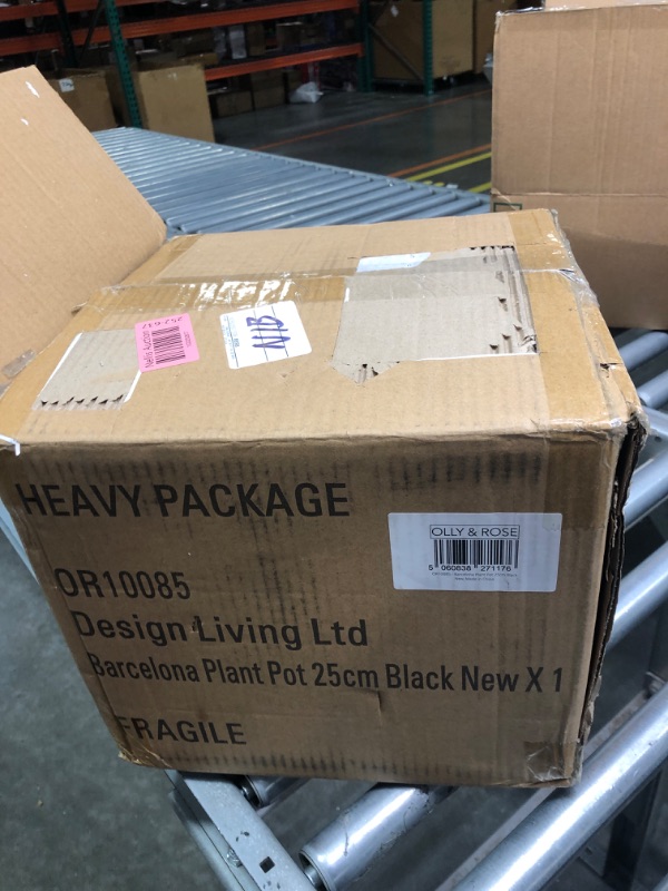 Photo 2 of 1 x RAW Customer Returns Olly Rose Barcelona Ceramic Plant Pot Large 25cm - Black Flower Pots - Plant Pots Indoor