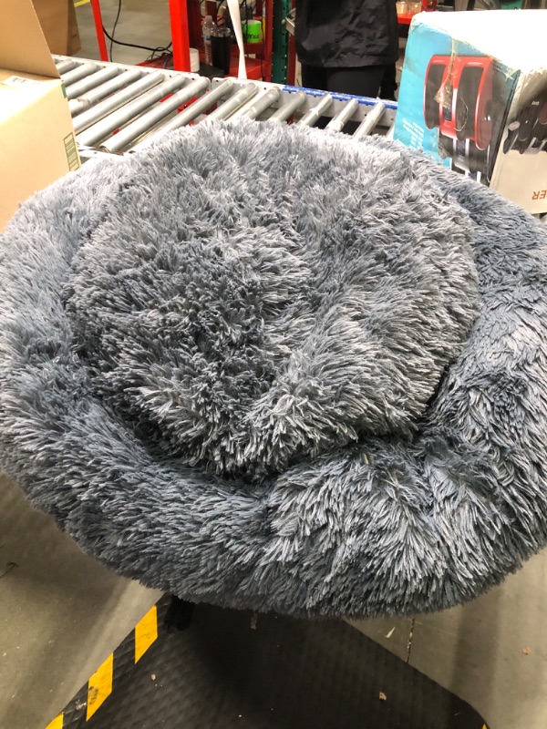 Photo 3 of 45" Calming Dog Bed with Removable Cover,Anti Anxiety Donut Dog Bed,Plush Round Pet Beds for Extra Large Dogs,Fluffy Faux Fur Dog Bed,Washable Cuddler Dog Bed(Dark Grey,XL)*not exact picture**

