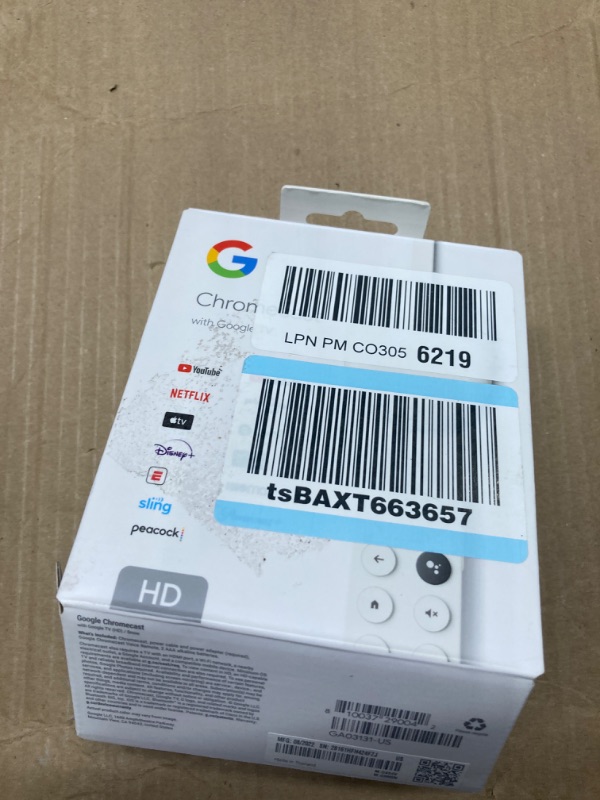 Photo 2 of Chromecast with Google TV (HD) - Streaming Stick Entertainment on Your TV with Voice Search - Watch Movies, Shows, and Live TV in 1080p HD - Snow