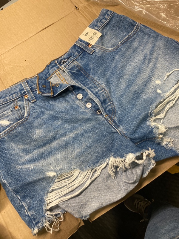 Photo 3 of Levi's Women's Premium 501 Original Shorts ?????(Also Available in Plus) 34 Athens Mid Short - Medum Indigo