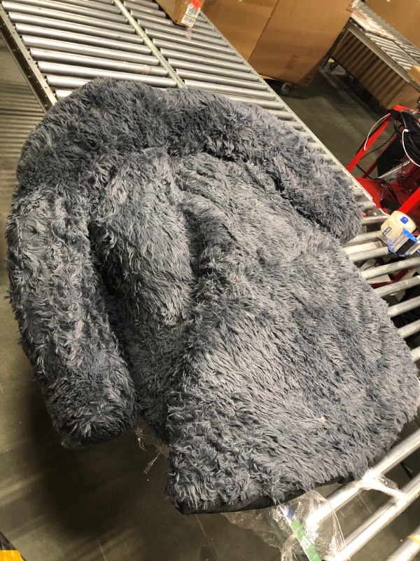 Photo 1 of **NEEDS CLEANED** Fluffy Calming XXL Dog Bed Deluxe Anti-Anxiety Plush Dog Mat Dog Couch Cover for Furniture Protector with Removable Pillow & Washable Cover, 51''x41''x7.5'', Grey XX-Large(51''×41'') Grey