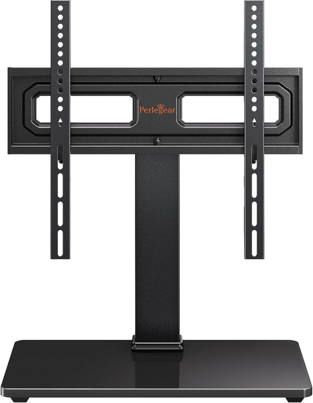 Photo 2 of Perlegear TV Stand Mount, Universal Swivel TV Stand for 32–60,65 Inch LCD/LED/OLED TVs up to 88 lbs, Tabletop TV Stand with Tempered Glass Base, Height Adjustable TV Base with Tilt, Max VESA 400x400mm