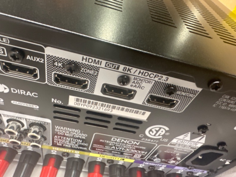 Photo 1 of Denon AVR-X3800H 9.4-Ch Receiver (2022 Model) - 8K UHD Home Theater AVR (105W X 9) Built-in Bluetooth, Wi-Fi & HEOS Multi-Room Streaming, Dolby Atmos, DTS:X, IMAX Enhanced & Auro 3D