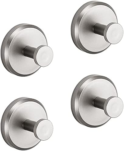 Photo 1 of HOME SO Suction Cup Hooks for Shower, Bathroom, Kitchen, Glass Door, Mirror, Tile – Loofah, Towel, Coat, Bath Robe Hook Holder for Hanging up to 15 lbs – Polished Matte Chrome, Brushed Nickel (4-pack)