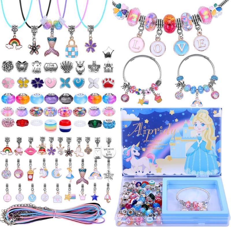 Photo 1 of AIPRIDY Charm Bracelet Making Kit,Unicorn Mermaid Crafts Gifts Set Can Inspires Imagination and Creativity,Jewelry Making Kit Perfect Gifts for Girls 5-12 Years Old (104 Pieces