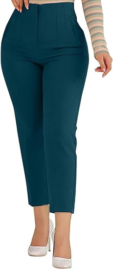 Photo 1 of large BIRW Womens Stretchy High Waisted Pants Trendy Skinny Business Work Casual Pencil Trousers with Pockets