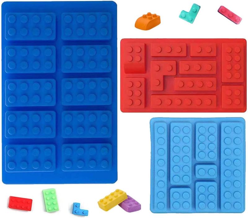 Photo 1 of Block Non-Stick Ice Cube Tray Silicone Mold, Candy Moulds, Chocolate Moulds, for Kids Party's & Baking Building Block Themes & Cake Muffin Cupcake Gumdrop Jelly(Set of 3 pcs)