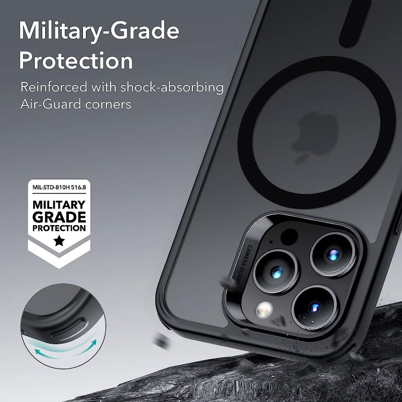 Photo 1 of ESR Military-Grade MagSafe Compatible Shockproof Yellowing Resistant Magnetic Case for iPhone 14 Pro Max, Frosted Black