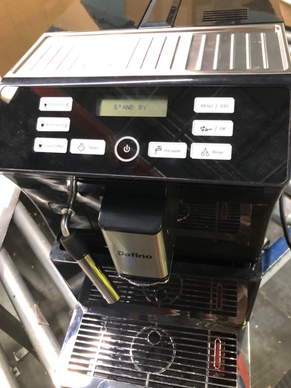 Photo 3 of ****NON FUNCTIONAL//SOLD AS PARTS**** 
Eficentline-205 Fully Automatic Espresso Machine, One Touch Coffee Machine with Manual Milk Frother for Cappuccino & Latte, Stainless Steel, Black (Espresso Machine w Milk Frother)