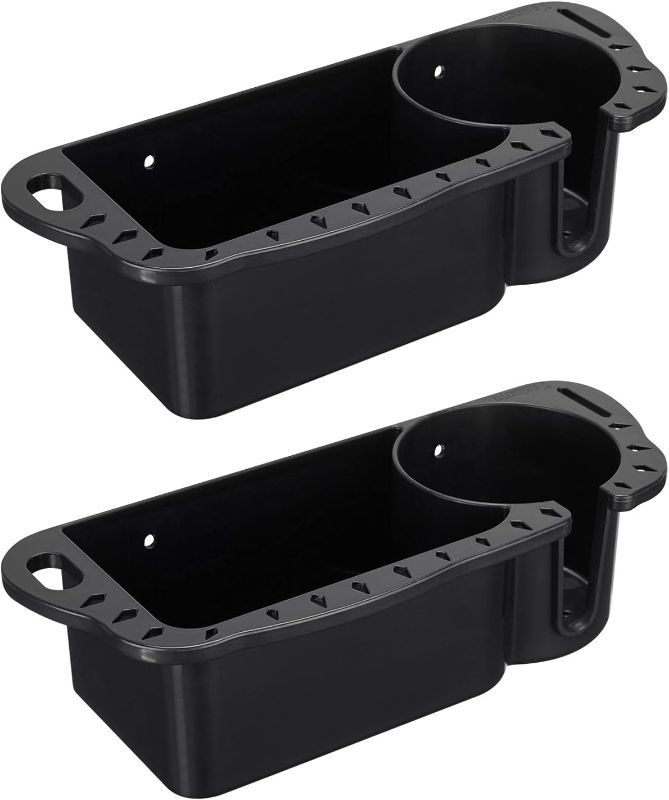 Photo 1 of 2 Pack Boat Caddy Organizer Marine Cup Holder Universal Fit for Bass Boat Kayak Pontoon Jon Boat Fishing Cabin Storage (2Pack-Black)