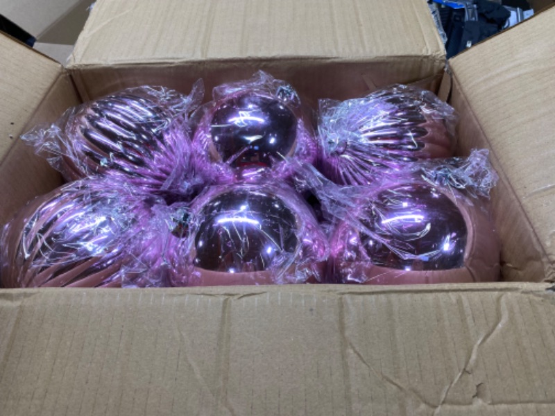 Photo 3 of 12PCS 3.15" Christmas Ball Ornaments Shatterproof Pink Christmas Tree Decorations Xmas Tree Balls Halloween Ornaments Décor