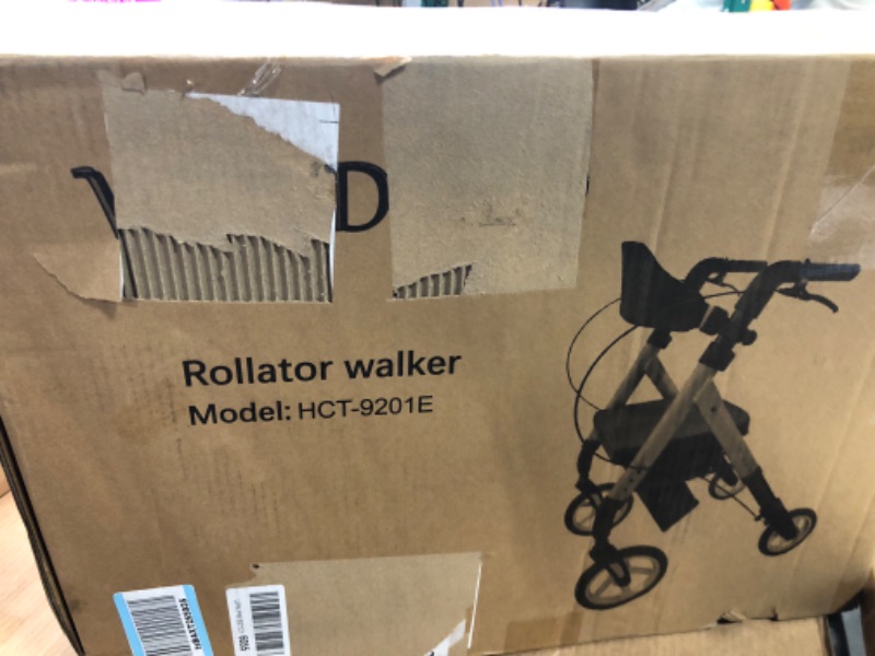 Photo 2 of Wondmed Steel Rollator Walker with 8Inch EVA Noiseless Wheels, Folding Rolling Walker,Height Adjustable,Grey,Capacity 300 lbs red