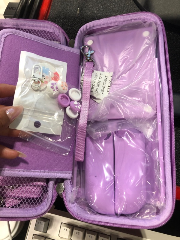Photo 3 of Younik Switch Accessories Bundle, 15 in 1 Purple Switch (NOT OLED/Lite) Accessories Kit for Girls Include Switch Carrying Case, Adjustable Stand, Protective Case for Switch Console & J-Con
