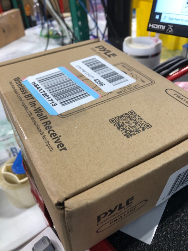 Photo 1 of Pyle Bluetooth Receiver Wall Mount, in-Wall Audio Control with Built-in Amplifier | USB, Microphone, Aux (3.5mm) Input | Terminal Block | Connect 2 Speakers - 100 Watt (PWA15BT.5)